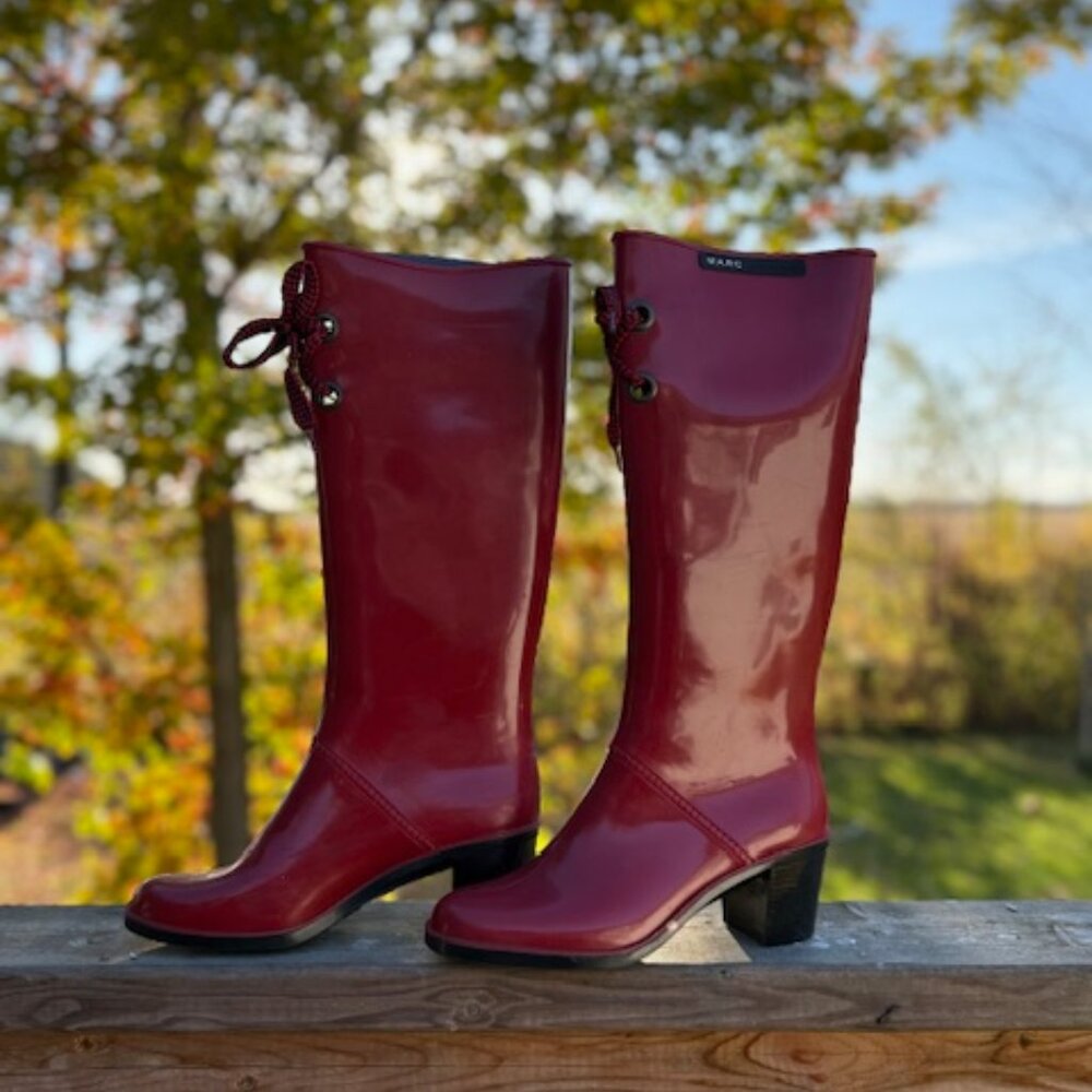 Marc Jacobs Women's Red High Heel Sexy Rain Boots